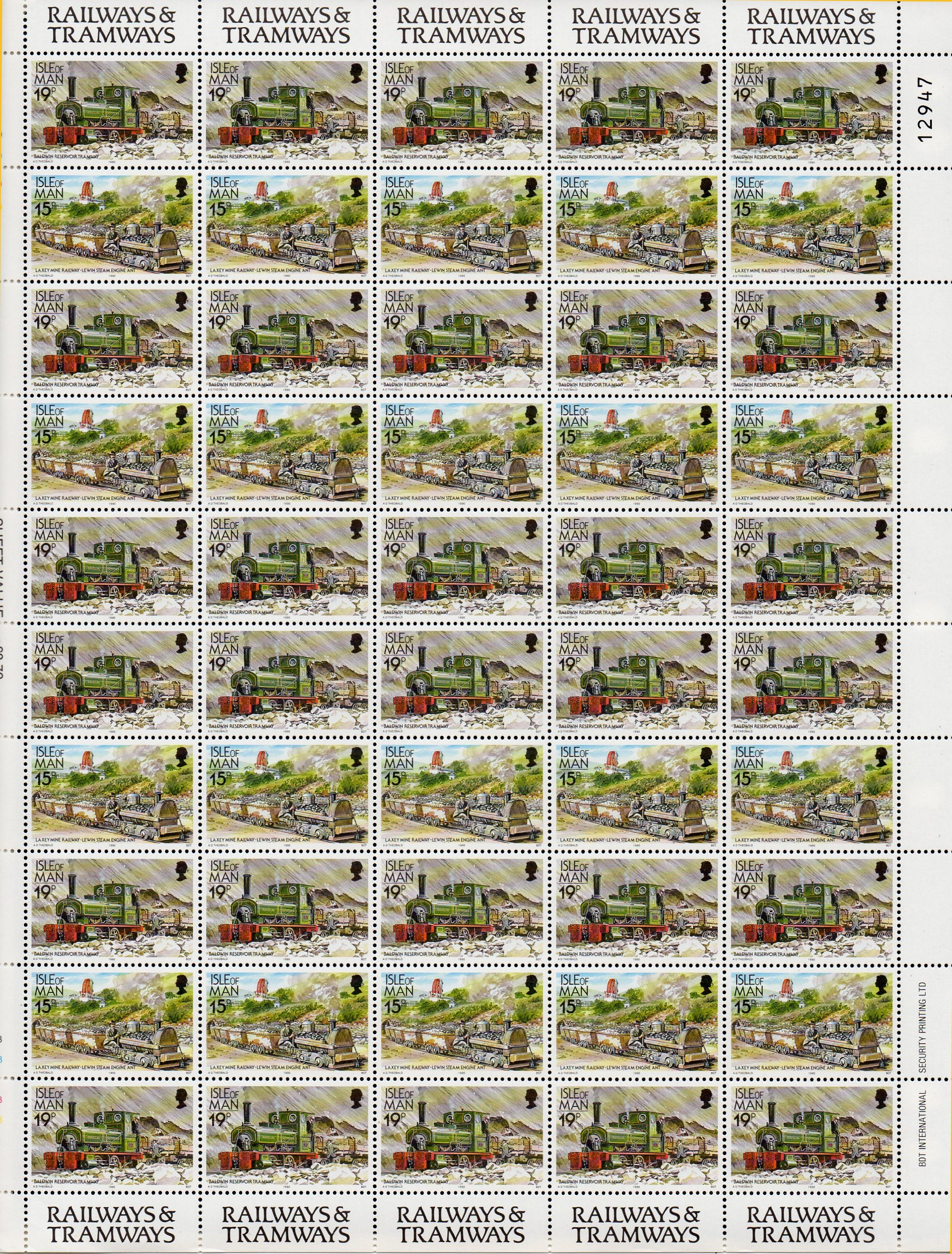 Isle of Man Booklet Stamps Trains 1988-1992